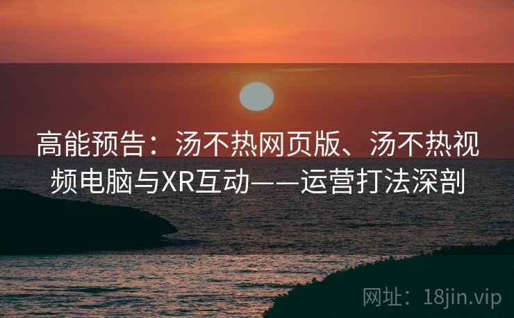 高能预告：汤不热网页版、汤不热视频电脑与XR互动——运营打法深剖
